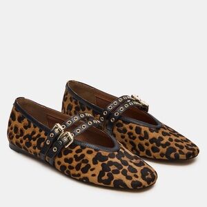 Steve Madden Leopard Print Flats with Black Straps